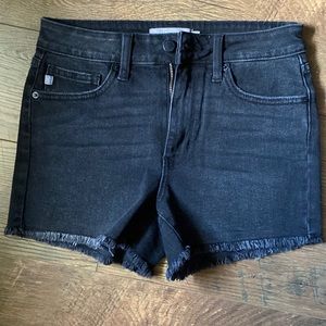 Black denim shorts